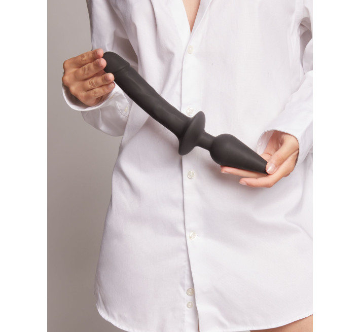 Анальная пробка с дилдо 2в1 Strap-On-Me SWITCH PLUG-IN REALISTIC DILDO Black XXL, диаметр 5,2/3,9 см