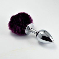 Анальна пробка LoveToy Heavy Metal Anal Plug Pompon S Purple