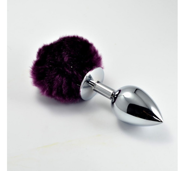 Анальна пробка LoveToy Heavy Metal Anal Plug Pompon S Purple