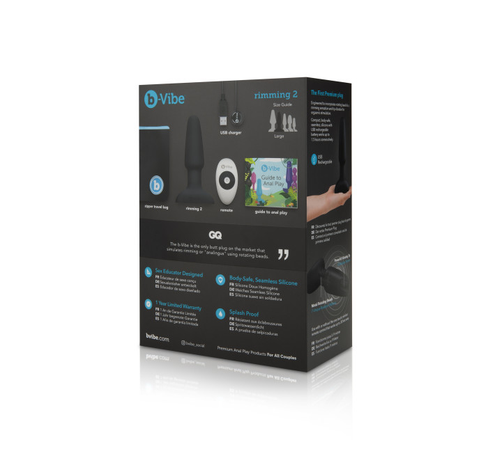 Анальна пробка з вібрацією та імітацією риммінгу B-Vibe Rimming Plug 2, чорна
