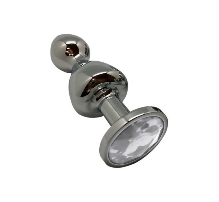 Металева анальна пробка Wooomy Lollypop Double Ball Metal Plug L, діаметр 3,5 см, довжина 10,5 см