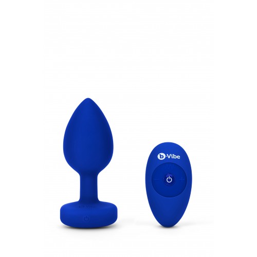 Анальна пробка з каменем та з вібрацією B-Vibe Vibrating Jewel Plug синя L/XL