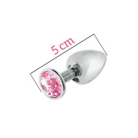 Металлическая анальная пробка с розовым кристаллом MAI Attraction Toys №72 5/2,5 см