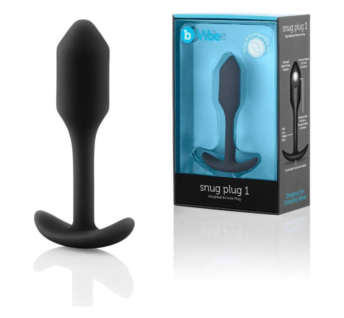 Анальная пробка со смещенным центром тяжести B-vibe Snug Plug 1 черная