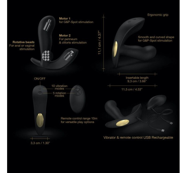 Універсальний вібратор із перловим масажем Marc Dorcel TWIST DELIGHT