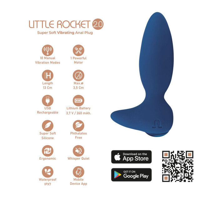 Анальна смарт-вібропробка Adrien Lastic Little Rocket 2.0, 10 режимів, подвійний силікон