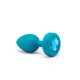 Анальна пробка з вібрацією та каменем B-Vibe Vibrating Jewel Plug, блакитна, S/M