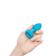 Анальна пробка з вібрацією та каменем B-Vibe Vibrating Jewel Plug, блакитна, S/M