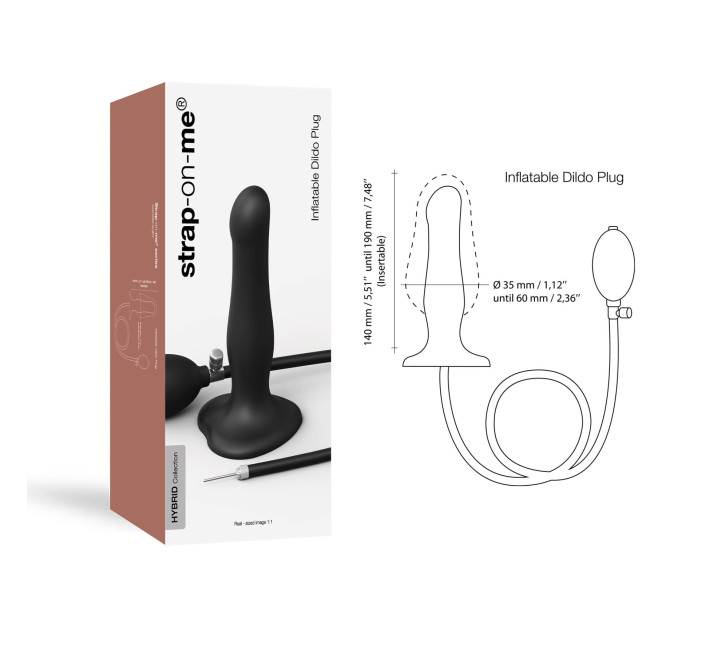 Надувний фалоімітатор Strap-On-Me INFLATABLE DILDO PLUG - NOIR, кулька всередині, діаметр до 6 см