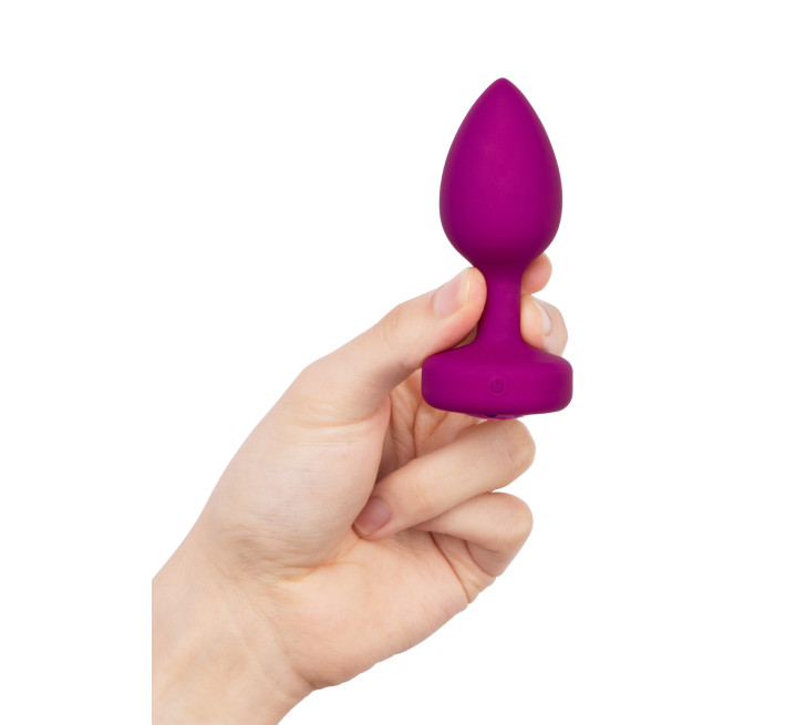 Анальна пробка з вібрацією та каменем B-Vibe Vibrating Jewel Plug, рожева, S/M