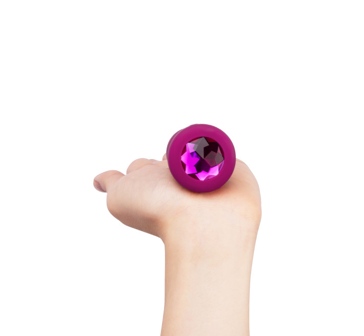 Анальна пробка з вібрацією та каменем B-Vibe Vibrating Jewel Plug, рожева, S/M