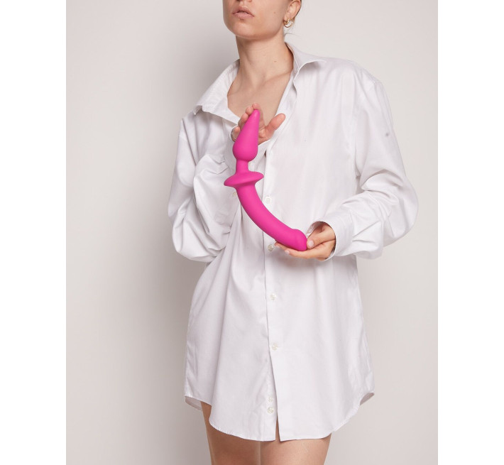 Анальная пробка с дилдо 2в1 Strap-On-Me SWITCH PLUG-IN DILDO Fuchsia L, диаметр 4,5/3,4 см