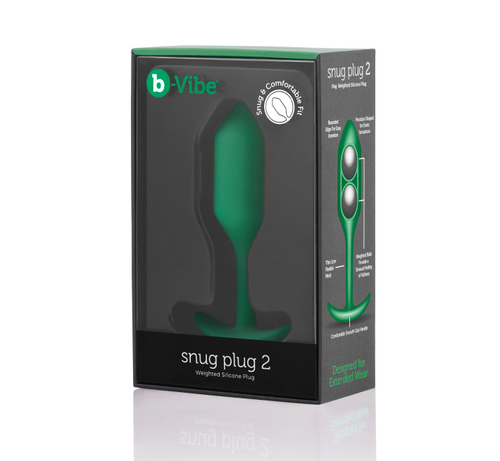 Анальная пробка со смещенным центром тяжести B-Vibe Snug Plug 2 зеленая