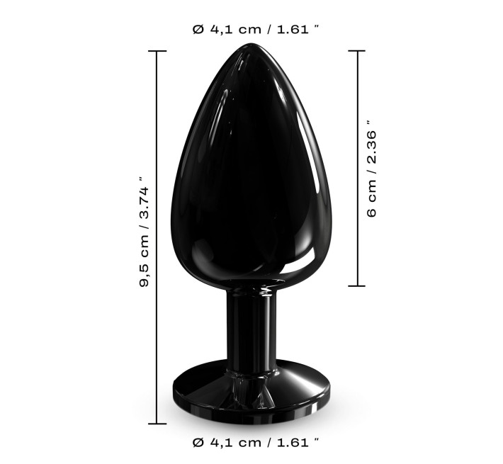 Металева анальна пробка з кристалом Dorcel Diamond Plug Black L