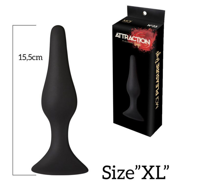 Анальна пробка на присосці MAI Attraction Toys №35 Чорна 15,5/3,8 см