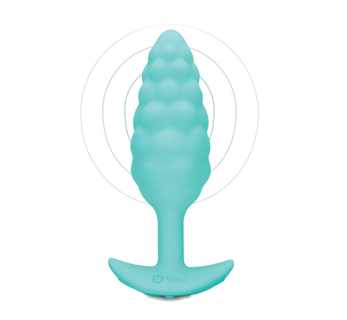 Анальна пробка з вібрацією B-Vibe Texture Bump блакитна