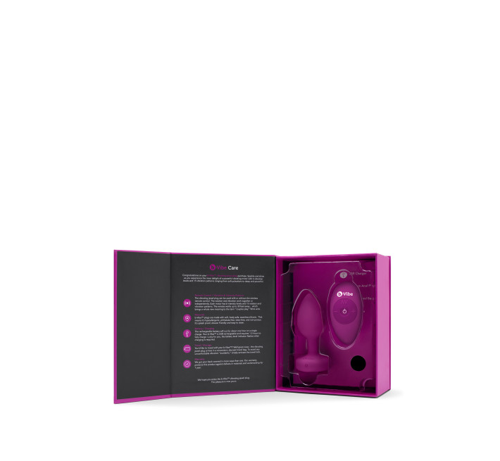 Анальна пробка з вібрацією та каменем B-Vibe Vibrating Jewel Plug, рожева, S/M
