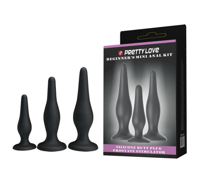 Анальные пробки Pretty Love Begginer's Mini Anal Kit Черная