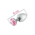 Металева Анальна пробка з рожевим кристалом MAI Attraction Toys №73 8/3 см