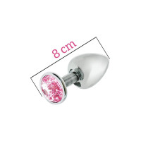 Металева Анальна пробка з рожевим кристалом MAI Attraction Toys №73 8/3 см