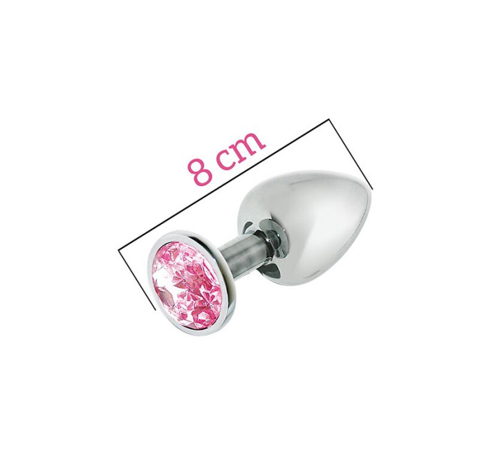 Металева Анальна пробка з рожевим кристалом MAI Attraction Toys №73 8/3 см