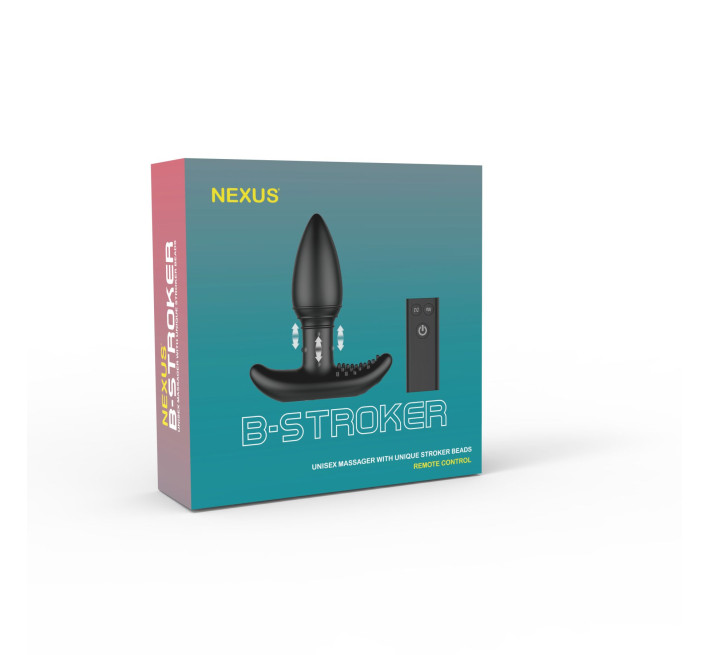 Анальная вибропробка Nexus B-stroker с массирующими бусинами на ножке с пультом Д/У