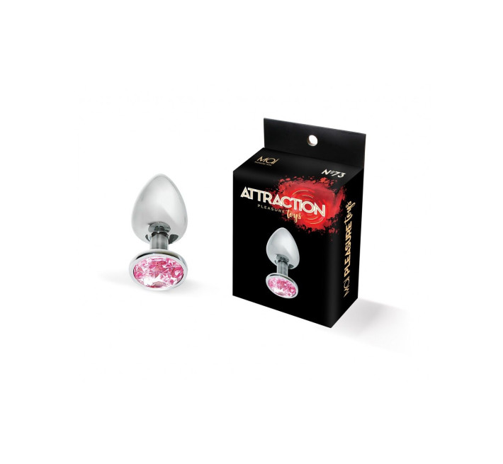 Металева Анальна пробка з рожевим кристалом MAI Attraction Toys №73 8/3 см