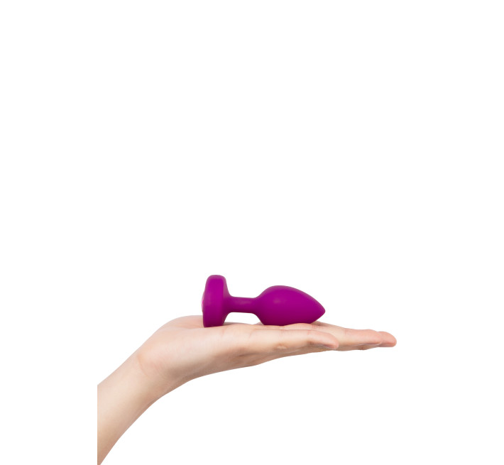 Анальна пробка з вібрацією та каменем B-Vibe Vibrating Jewel Plug, рожева, S/M