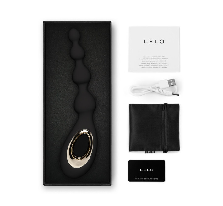 Анальные бусы с вибрацией LELO Soraya Beads Black, разный диаметр бусин, 8 режимов