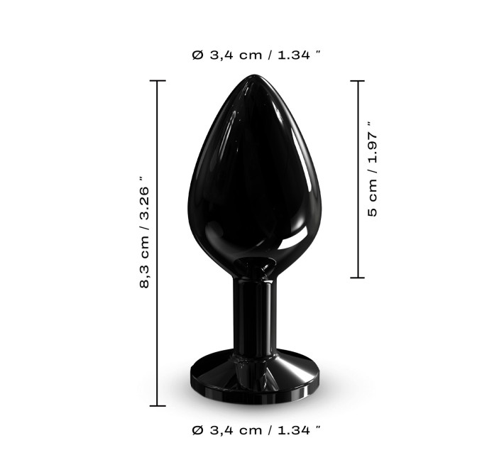 Металева анальна пробка з кристалом Dorcel Diamond Plug Black M