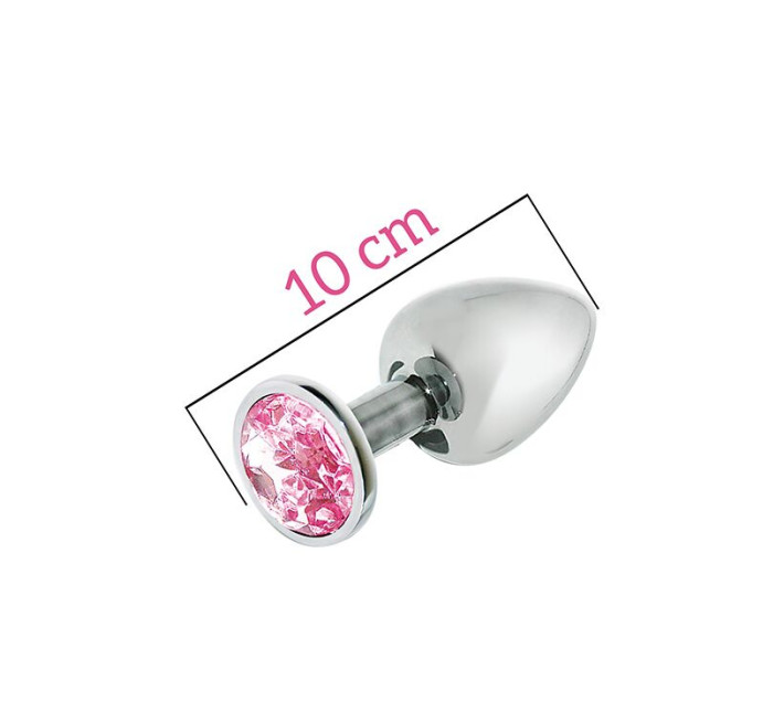 Металлическая анальная пробка с розовым кристаллом MAI Attraction Toys №74 10/4 см
