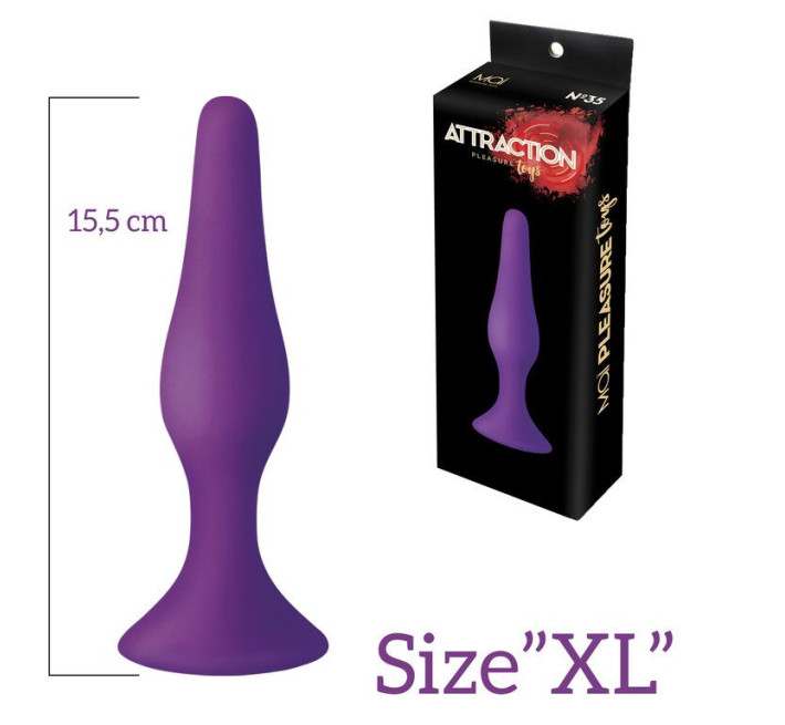 Анальна пробка на присосці MAI Attraction Toys №35 Фіолетова 15,5/3,8 см