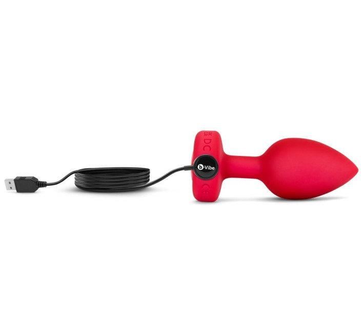 Анальна пробка з вібрацією та пультом керування B-Vibe Vibrating Heart Plug M/L червона
