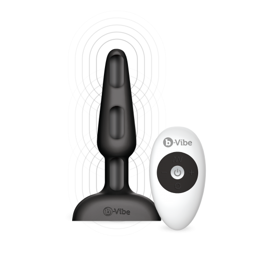 Анальна пробка із 3 моторами B-Vibe Trio Remote Control Butt, чорна