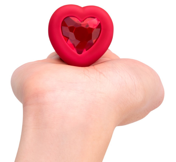 Анальна пробка з вібрацією та пультом керування B-Vibe Vibrating Heart Plug M/L червона