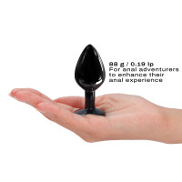 Металева анальна пробка з кристалом Dorcel Diamond Plug Black M Металева анальна пробка з кристалом Dorcel Diamond Plug Black M