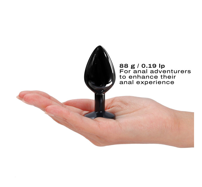 Металева анальна пробка з кристалом Dorcel Diamond Plug Black M