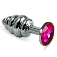 Анальная пробка LoveToy Heavy Metal Anal Plug Silver Rosebud Spiral Fuchsia Анальная пробка LoveToy Heavy Metal Anal Plug Silver Rosebud Spiral Fuchsia