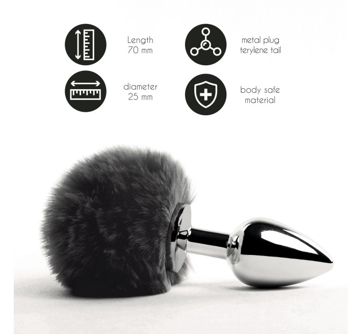 Анальная пробка FeelzToys Bunny Tails Butt Plug Черная