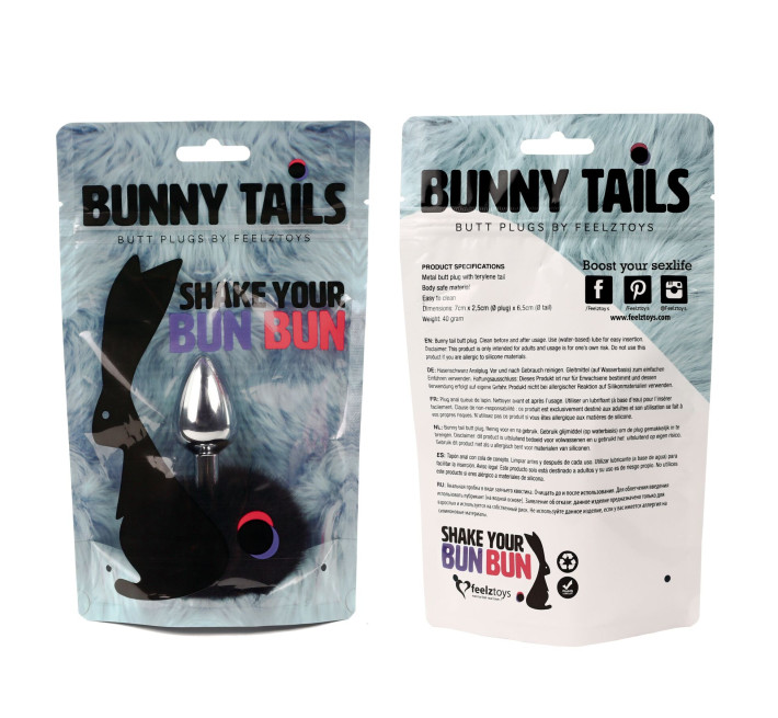 Анальная пробка FeelzToys Bunny Tails Butt Plug Черная