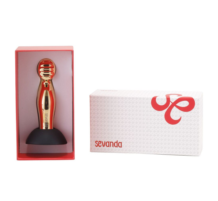 Вибромассажер простаты LOCKINK SEVANDA Eros, золотистый, 10 режимов, пульт ДУ, съемная присоска