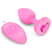 Анальна пробка з вібрацією та пультом керування B-Vibe Vibrating Heart Plug S/M рожева