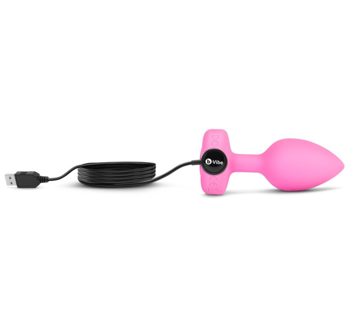 Анальна пробка з вібрацією та пультом керування B-Vibe Vibrating Heart Plug S/M рожева
