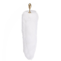 Металева анальна пробка Лисячий хвіст LOCKINK SEVANDA White Fox-Tail Anal Pear-shape Plug