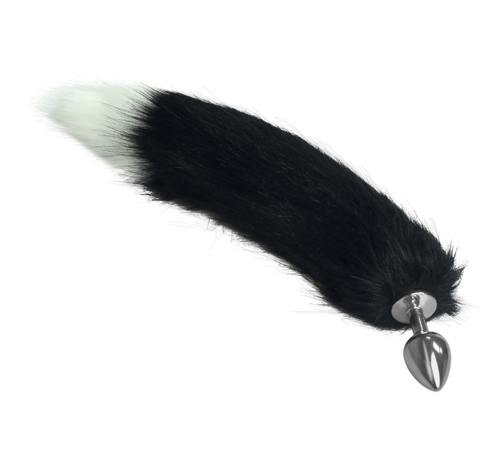 Анальная пробка LoveToy Heavy Metal Anal Plug Metal Anal Tail L White+Black