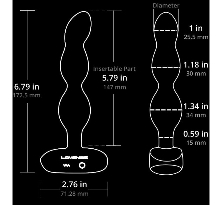 Анальне смарт-намисто з вібрацією та обертанням Lovense Ridge, унісекс
