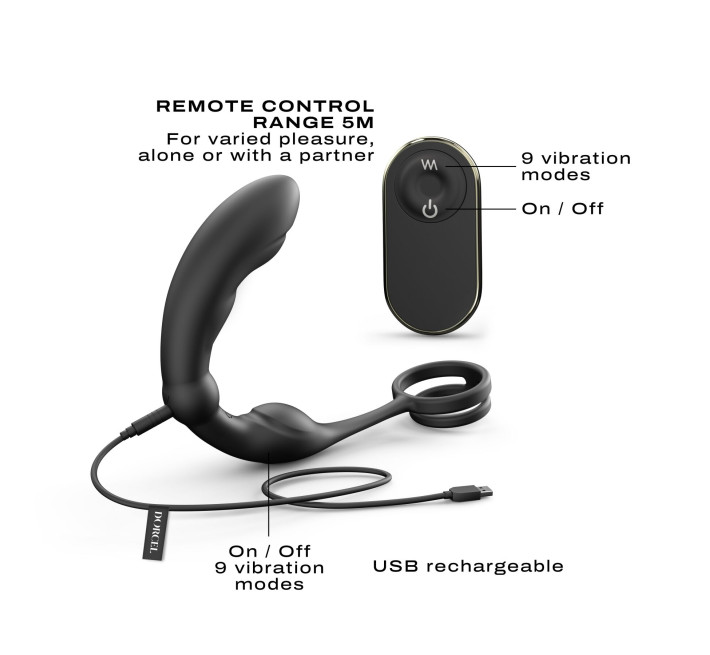 Массажер простаты Dorcel P-Ring с эрекционным кольцом и пультом ДУ