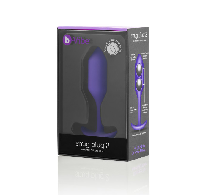 Анальная пробка со смещенным центром тяжести B-Vibe Snug Plug 2 фиолетовая