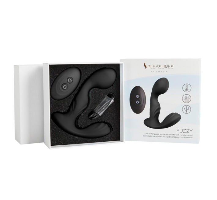 Вібромасажер простати S Pleasures Premium FUZZY, чорний, з рельєфом, 10 режимів вібрації, нагрів