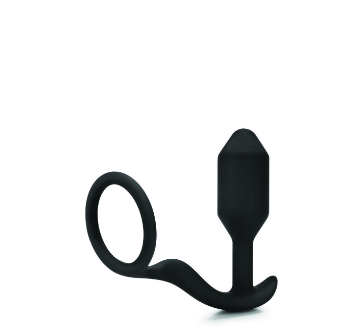 Анальна пробка з ерекційним кільцем B-Vibe Snug & Tug чорна